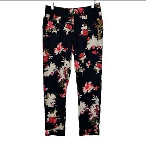 LOFT Black and Red Floral Blouse